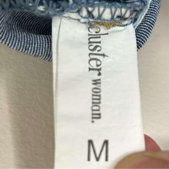 Cute Short Overalls with Light Distressing and Raw Hem Cluster  Medium - Picture 14 of 14